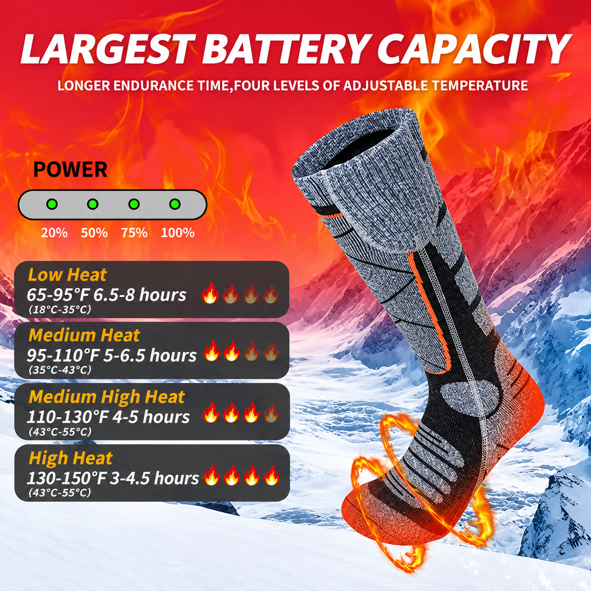 🔥2026 HOT SALE🧦Rechargeable Heated Socks – carbon fiber fast heating🛡️✅