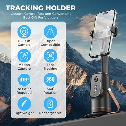 📱 Auto Face-Tracking Tripod for Smartphones – 360° Rotation & Gesture Control