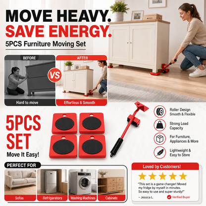 2026 New Arrivals💥Furniture Moving System – lift & slide up to 800 lbs, 360° rotation. 🛡️💪