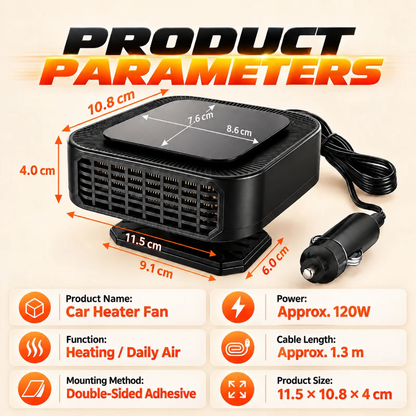 ⏳✨Portable Car Heater Defroster with 360-Degree Rotating Base