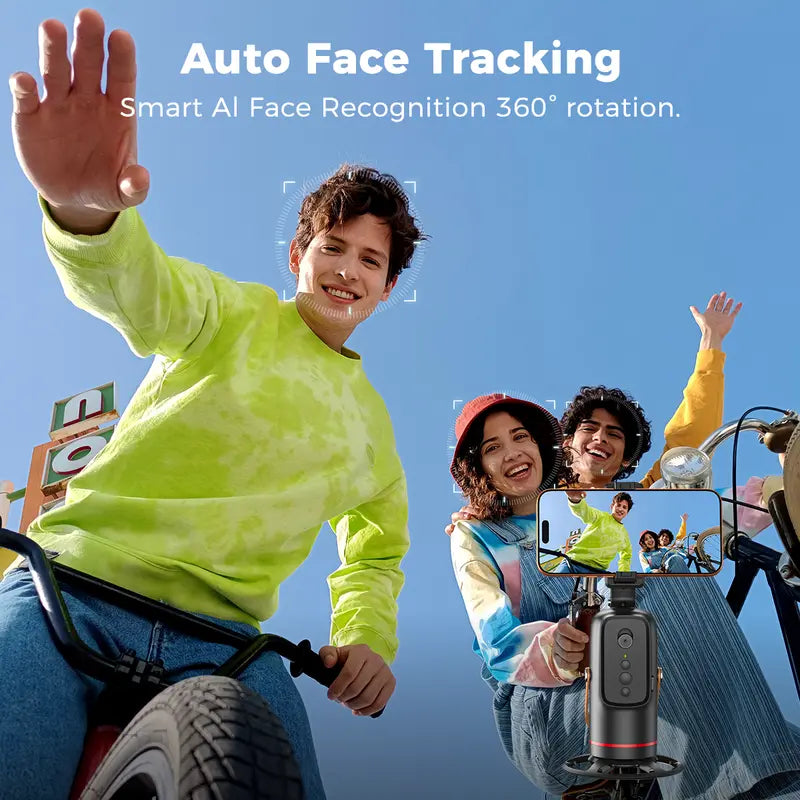 📱 Auto Face-Tracking Tripod for Smartphones – 360° Rotation & Gesture Control