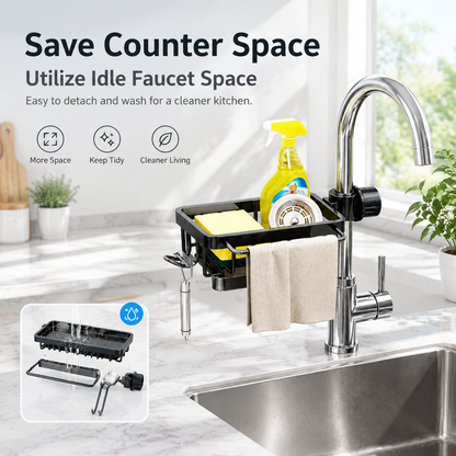 🧺Kitchen Faucet Sponge Holder & Sink Organizer Rack
