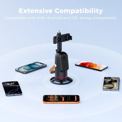 📱 Auto Face-Tracking Tripod for Smartphones – 360° Rotation & Gesture Control