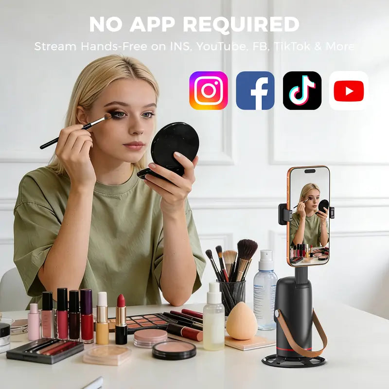 📱 Auto Face-Tracking Tripod for Smartphones – 360° Rotation & Gesture Control