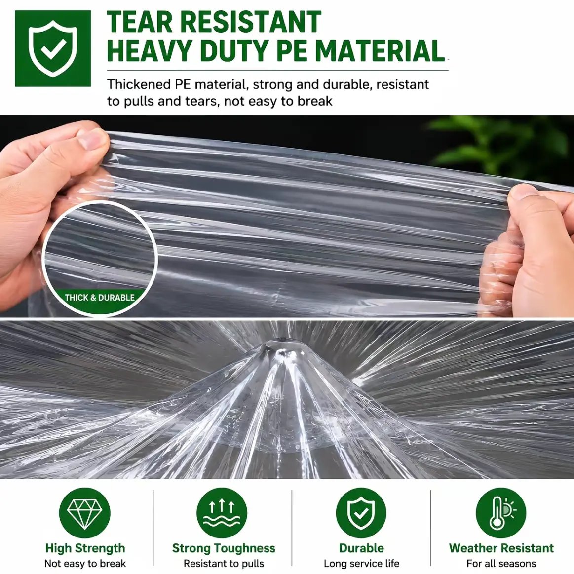 🌧️ Clear Waterproof Tarp Cover – Durable Outdoor Protection with Metal Grommets