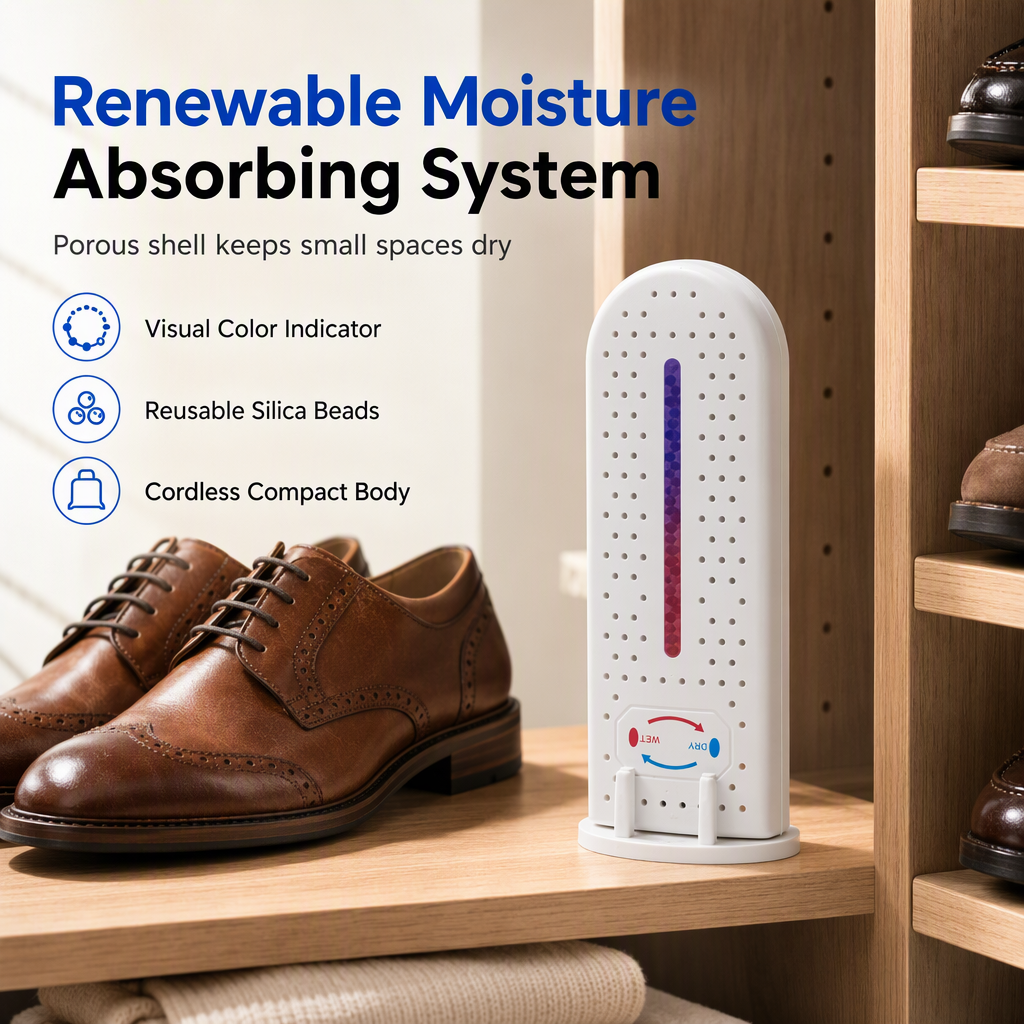 💧 Mini USB Portable Dehumidifier – Reusable Moisture Absorber for Small Spaces